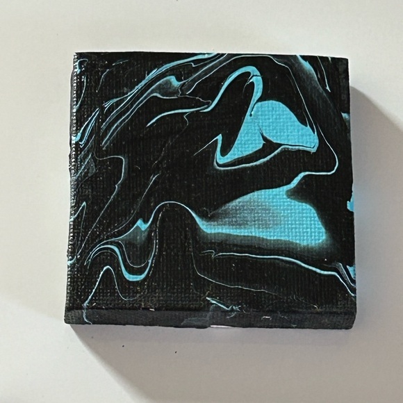 Handmade Other - Original Hand Painted Abstract Painting Blue and Black